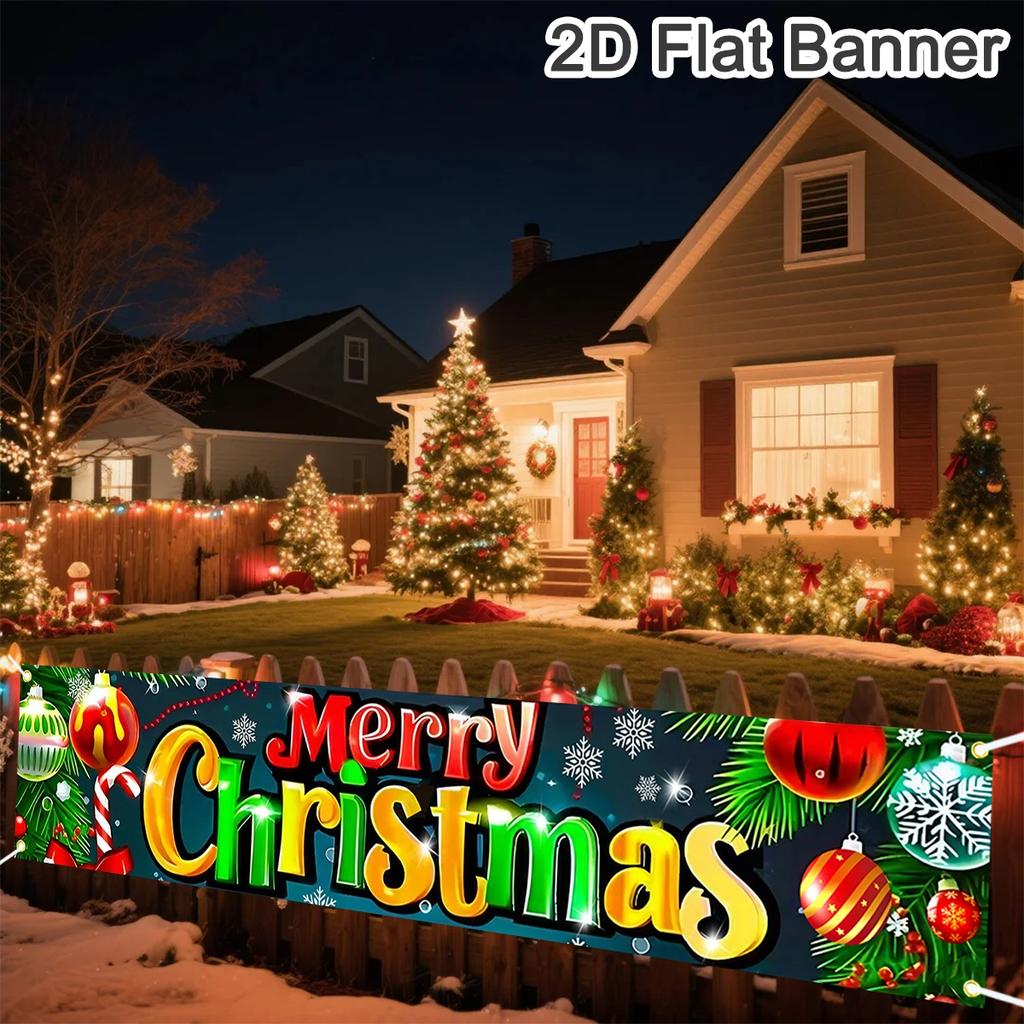 Christmas Outdoor Banner Flag Merry Christmas Decoration for Home 2026 Xmas Ornament Navidad Natal Noel Gift Happy New Year 2026