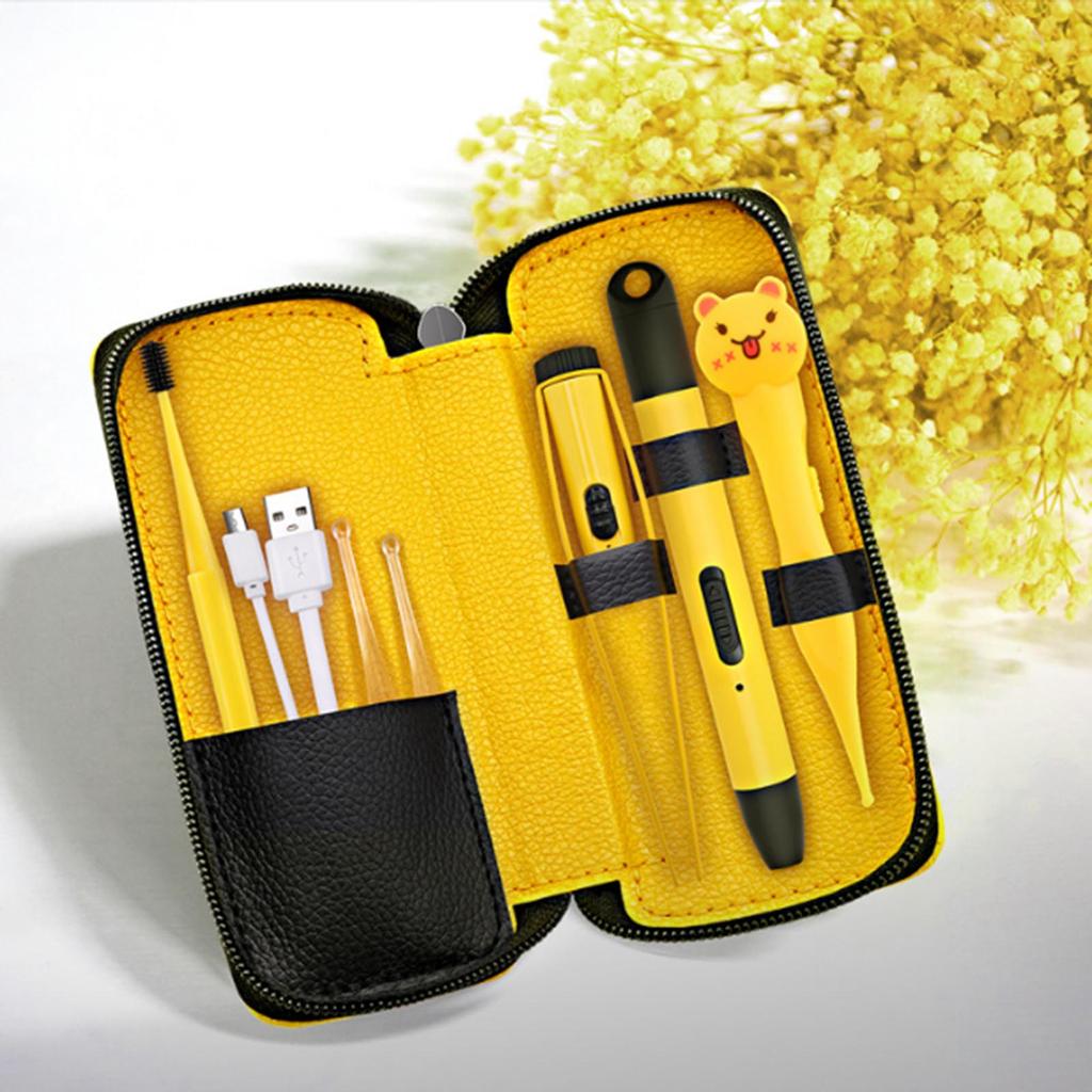 Earpicks Ear Wax Removal Tools with LED Light Flashlight Earpick Ear Spoon Tweezers Ear Cleaner for Ear Care Ear Cleaning Tool with Case