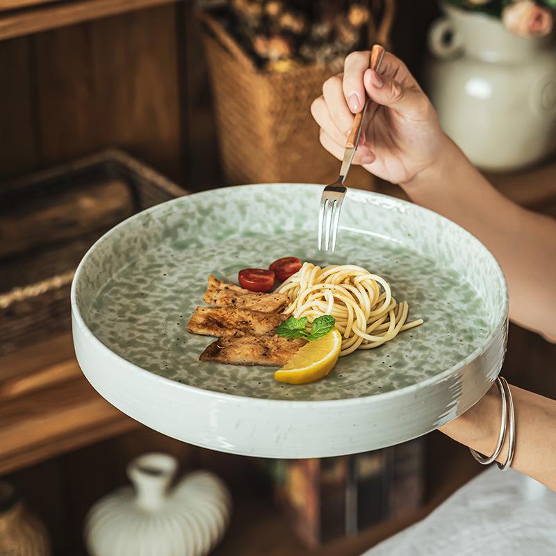 Nordic Splash Ink Ceramic Deep Dish Home Cutlery Steak Salad Dinner Plate Vintage Dinner Round Plate Kitchen Utensils Decoration
