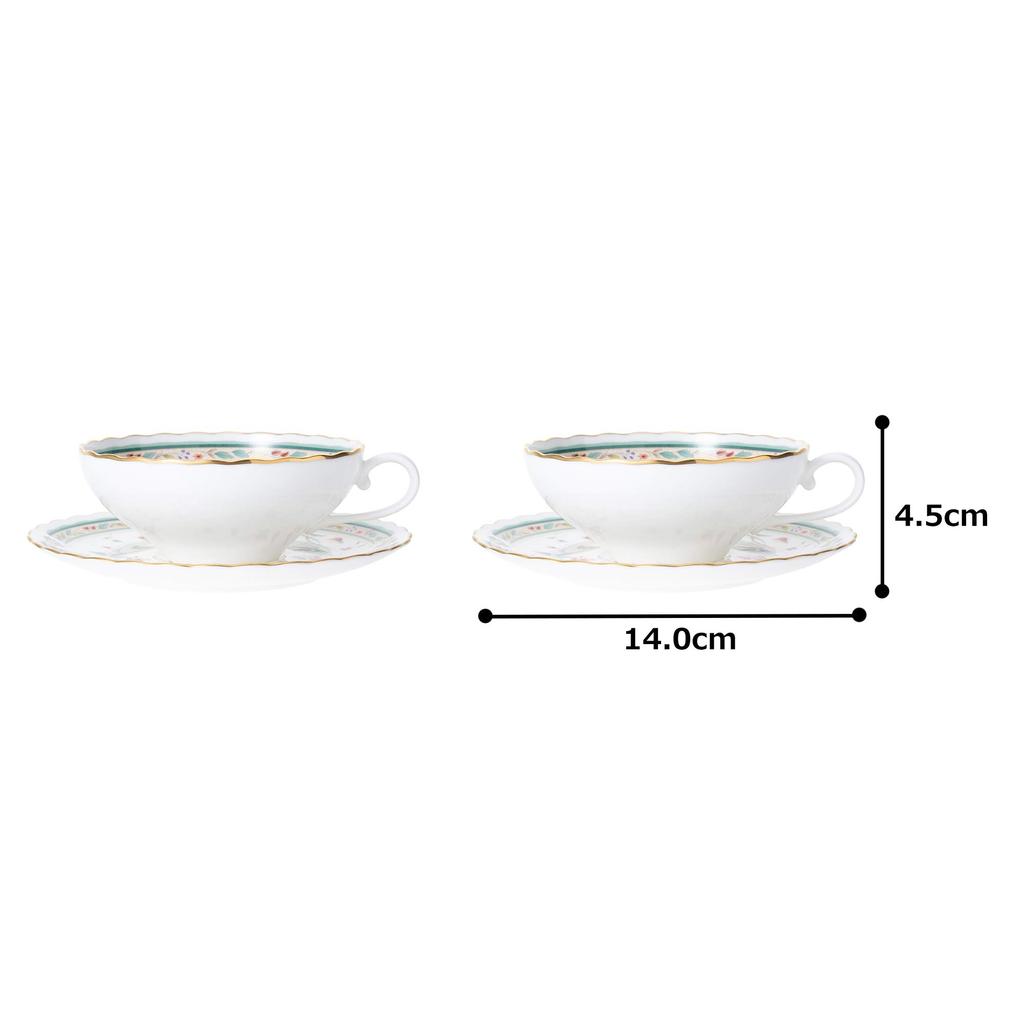 Noritake Tea Cup Saucer Floral Bone & (Pair Set) 180cc, Print, China, P58043A/4409
