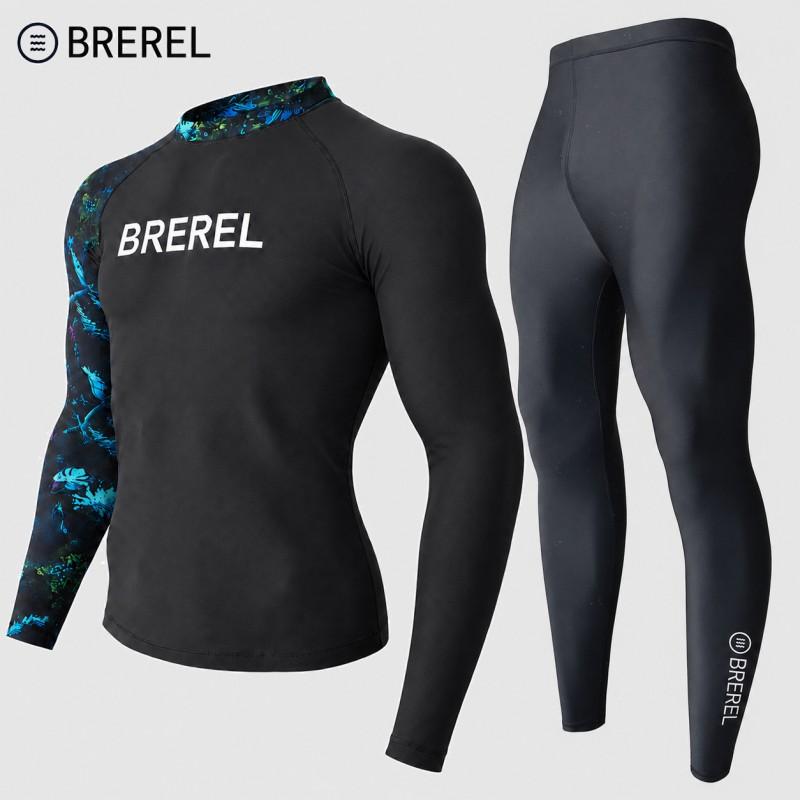 Herren UV-Schutz Rash Guard Set Langarm Schnelltrocknend Badeanzug Surfen Schnorcheln Tauchen Schwimmen