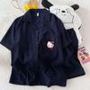 Women's Cartoon Cloud Cotton Pajama Set - Cardigan, Short Sleeve, Shorts, Home Wear