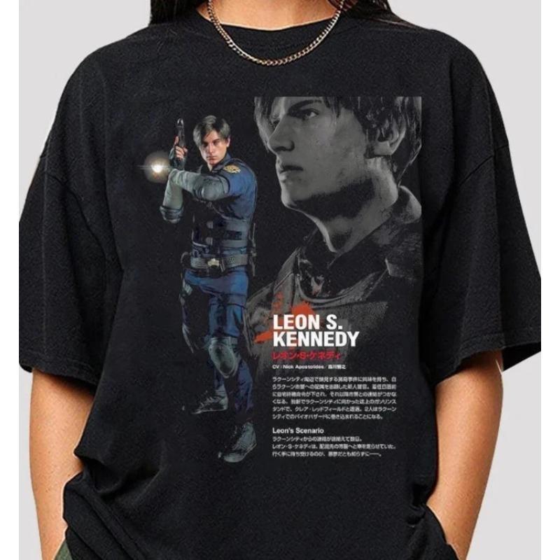 Lyon S Kennedy Retro Tshirt Raccoon City Retro Tshirt Unisexs Tshirt Summer New Style Unisex Casual Tshirt S