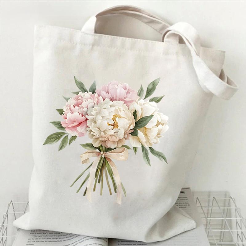 Woman's Shoulder Bag Wildflowers Vintage Tote Bags Canvas Shoulder Bags for Travel Daily Commute Women's Reusable Shopping Bag