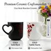 Red Hearts Pattern Color Changing Cup Heart Handle Design Thermochromic Mug  Gift Idea