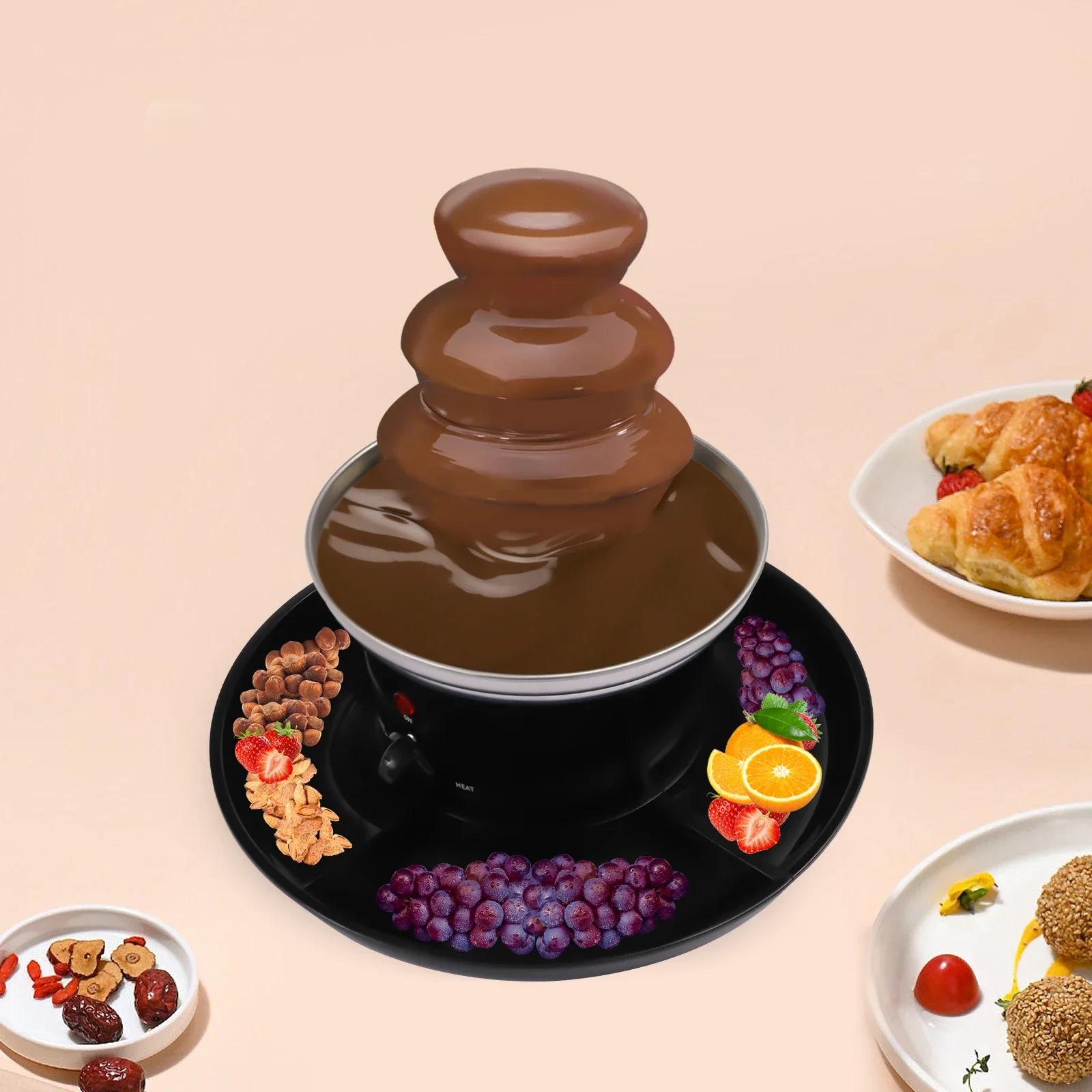 3-Tier Party Chocolate Waterfall Electric Chocolate Fountain Continuous Heating W/ Plate & Forks for Birthday Party Gatherings United States