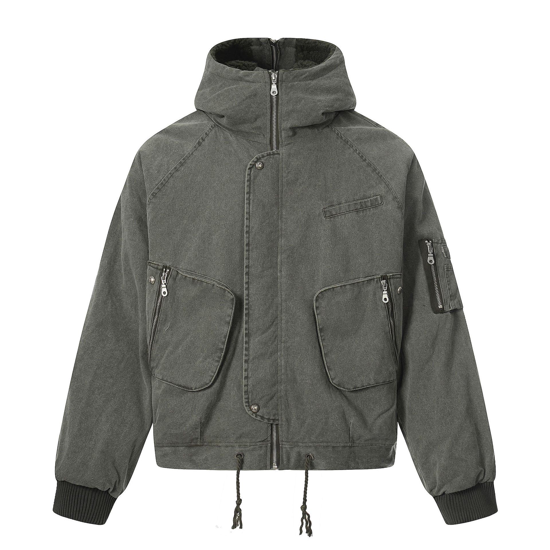 Men s Fleece-Lined Denim Jacket, Winter Coat, American Trend, Loose Fit, Plus Velvet, Thickened Cotton, 2025 Collection. S армия зеленый