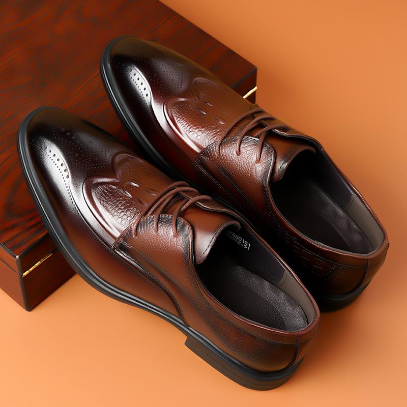 Men Dress Shoes Elevator Shoes lace up oxfords brogue Platform Business Casual Man Shoe Moccasins business wedding shoes men