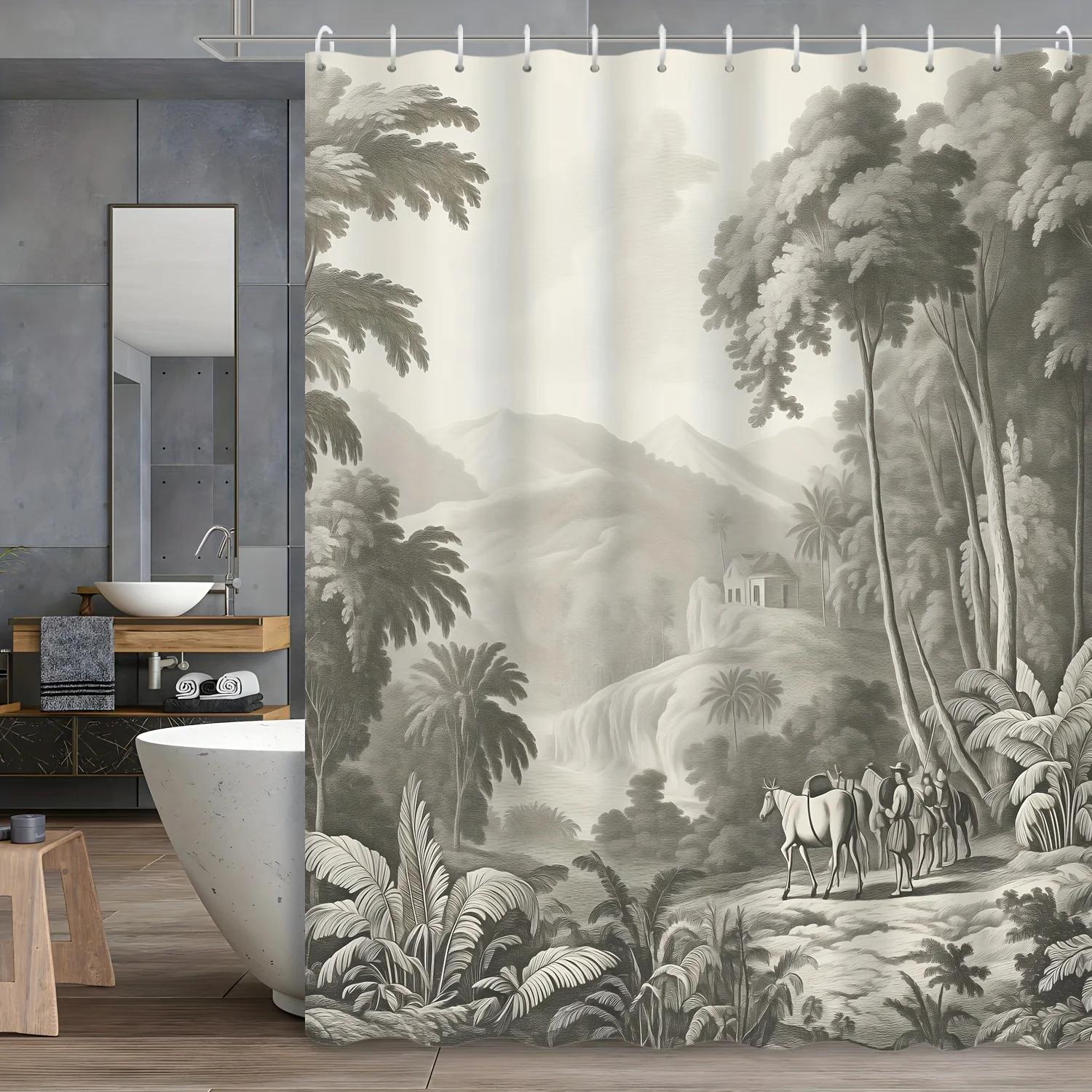 

Tropical Oasis Shower Curtain - Exotic Bath Decor, Perfect For Those Who Love Nature-Inspired And Serene Designs W60H190(CM)-1 Pcs