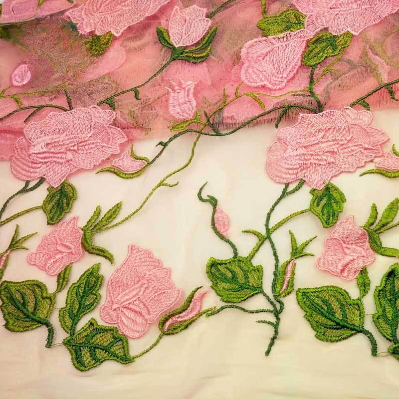 Polyester Light Silk Three-Color Embroidery Fabric, Water-Soluble Lace Full-Width Accessories, Colorful Heavy Industry Dyed Embroidery Cloth