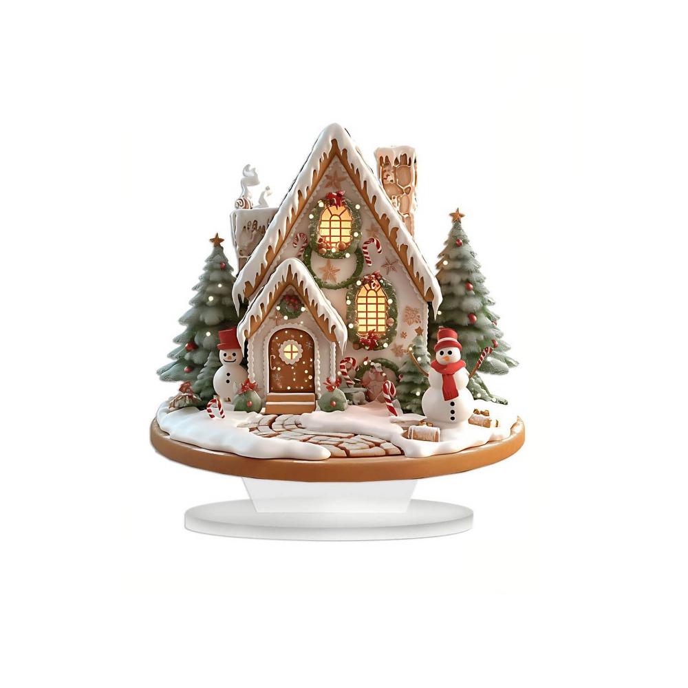 Acrylic Christmas Snow House Statue Cartoon Castle Snow House  Christmas Party