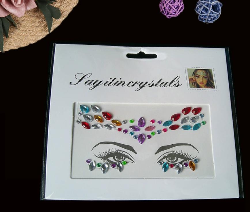 Glitter Crystal Face Stickers For Party Festival, Mermaid/Mixed Style, Random Colors & Shapes