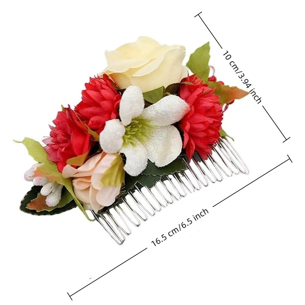 Vielseitiger Teller Haarschmuck Romantischer Blumen Haarkamm Vintage Metall Braut Haarschmuck Stoff Retro Rose Brautjungfern Kopfschmuck Damen