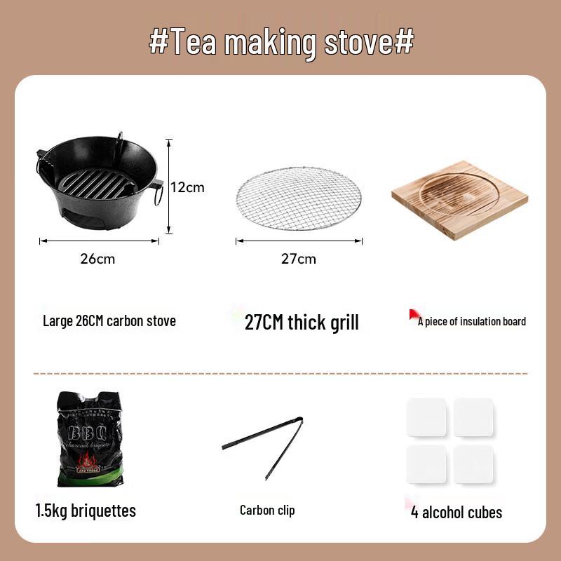 HEIXIE 26cm Outdoor Cast Iron Tea Stove