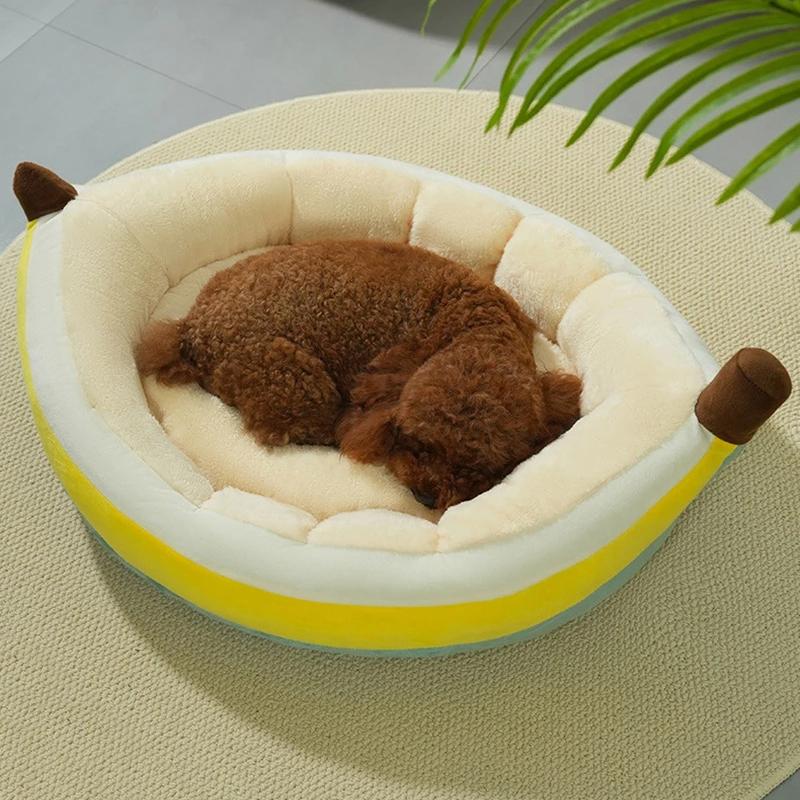 Winter Warm Cat Bed Banana-shaped Cat Sleeping Nest Cute Pet Bed for Cats Small Medium Dogs Detachable Kitten Bed Pet Supplies