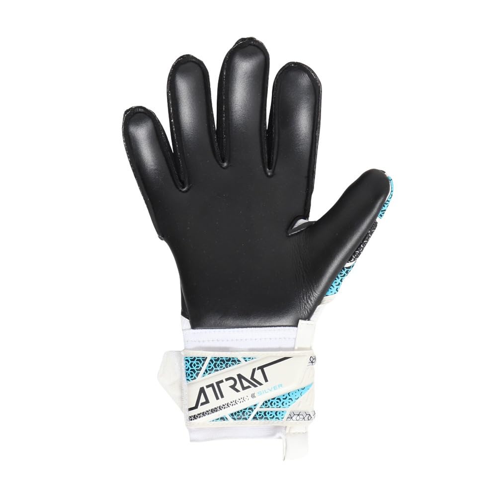 Reuch Attract Goalkeeper Gloves for Soccer/Futsal, Silver [1125] White/Silver, Size 9, 5560215