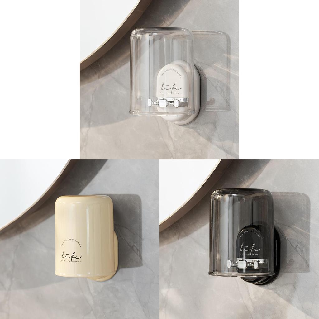 Abs Material Toothbrush Holder Wall Mount With No Drilling For Bathroom Storage