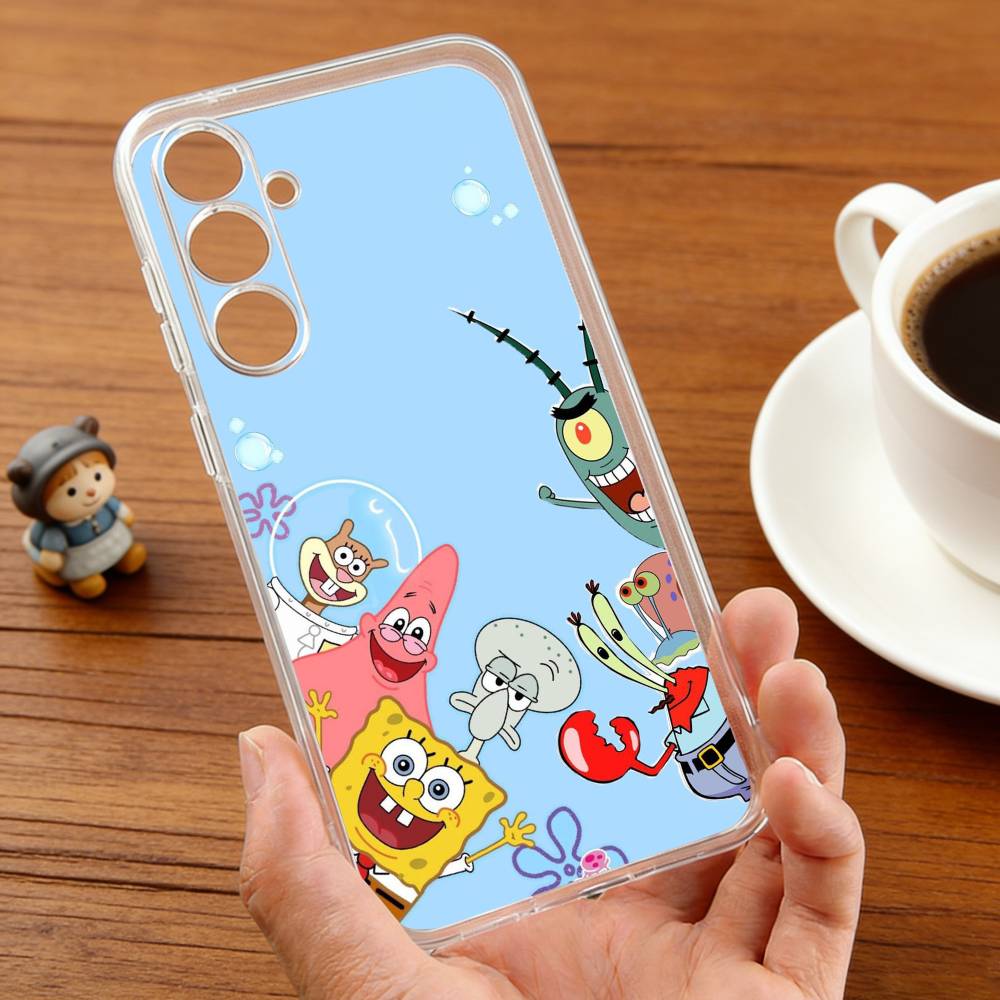 S-Sponge F-Funny B-Bob Animation phone Case For Samsung S30,23,21,22,20, FE lite,S10,9,8,7 PIus Note20ultra Soft Transparent