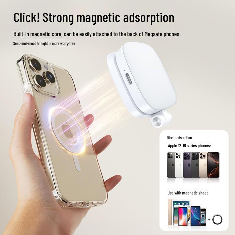 Portable Mini Folding Magnetic Selfie Light with Makeup Mirror