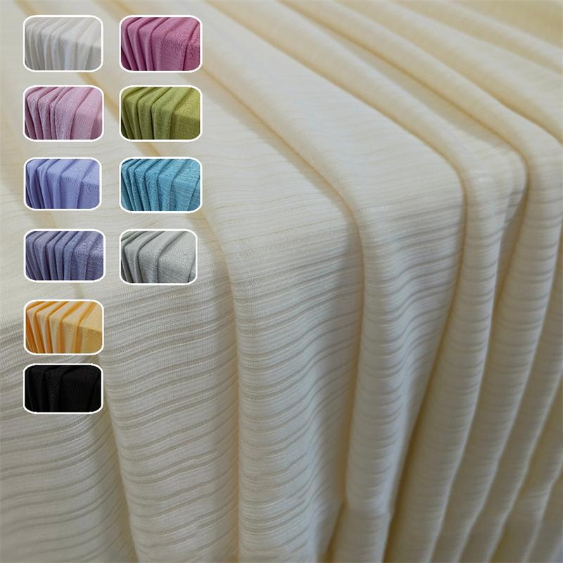 Elastic Ice Silk Pleated Fabric Fabric Solid Color Knit Stripe Breathable Clothing Fabric for Spring Summer Clothes Dress Pants