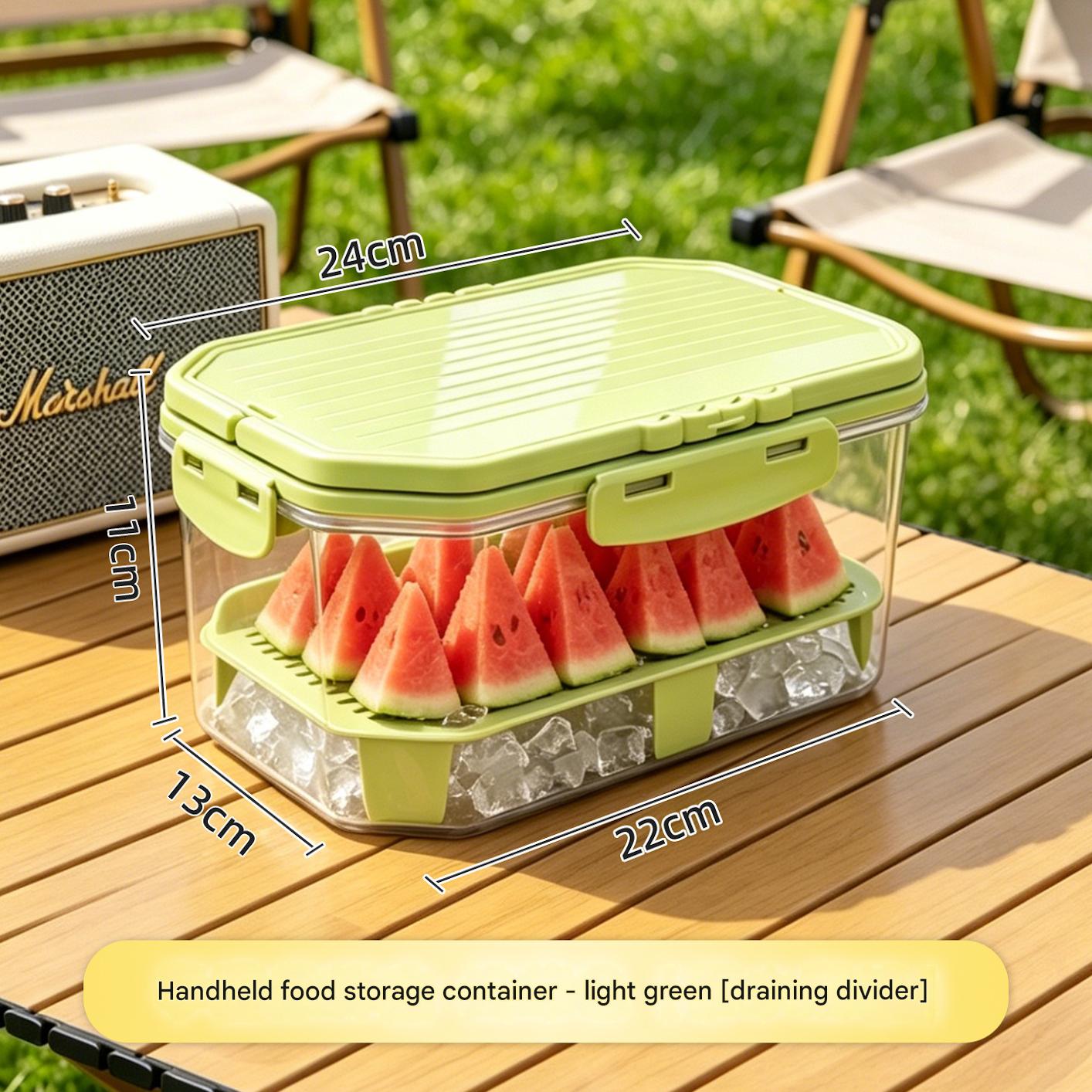 Refrigerator storage box, outdoor portable fruit box, rectangular food storage container, freezer drainer