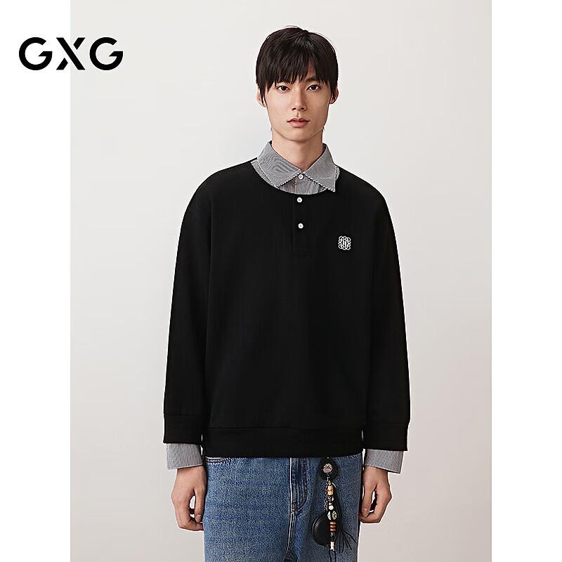 

GXG Men s Fake Two-Piece Shirt Collar Sweatshirt L