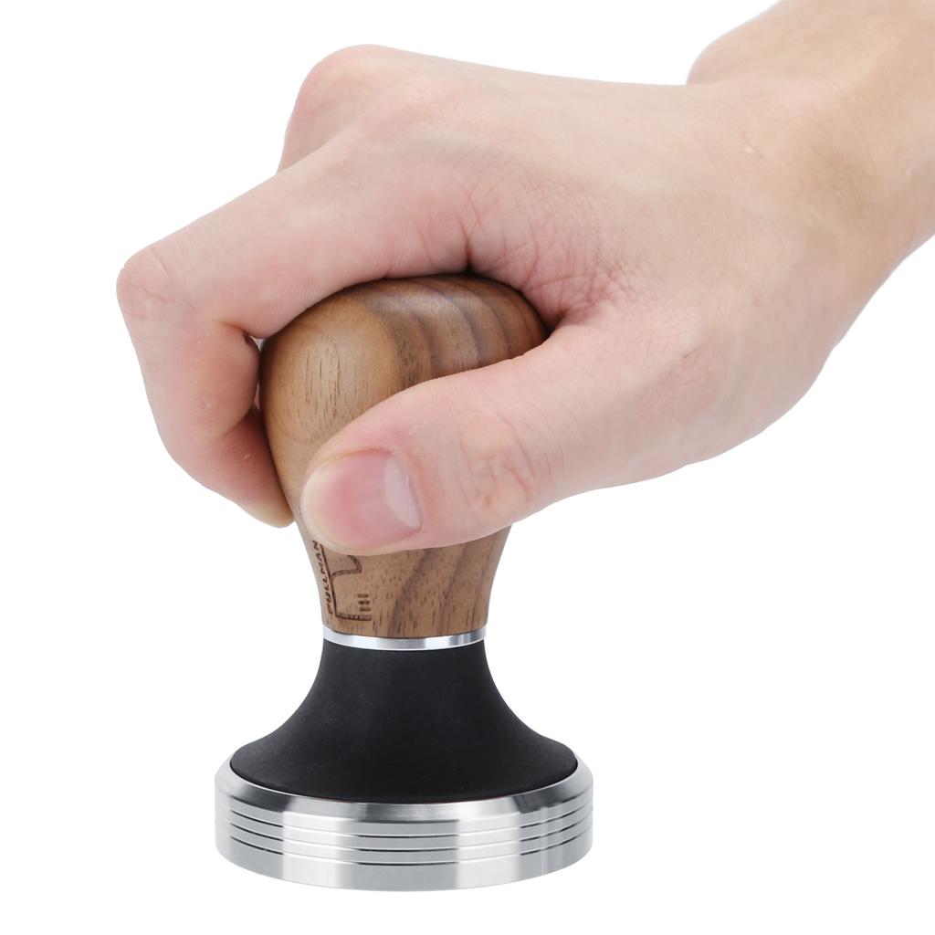 58mm Stainless Steel Flat Coffee Tamper Powder Pressed Hammer with Height Adjustable Wooden