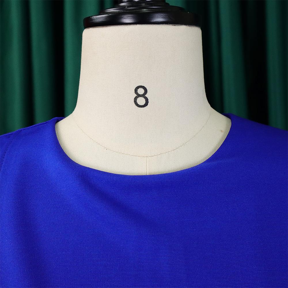 Büyük Boy Kadın İlkbahar Sonbahar Moda Ruffled İnce Elbise Bayanlar Zarif Tek Parça Katı Orta Kollu Kılıf Elbise