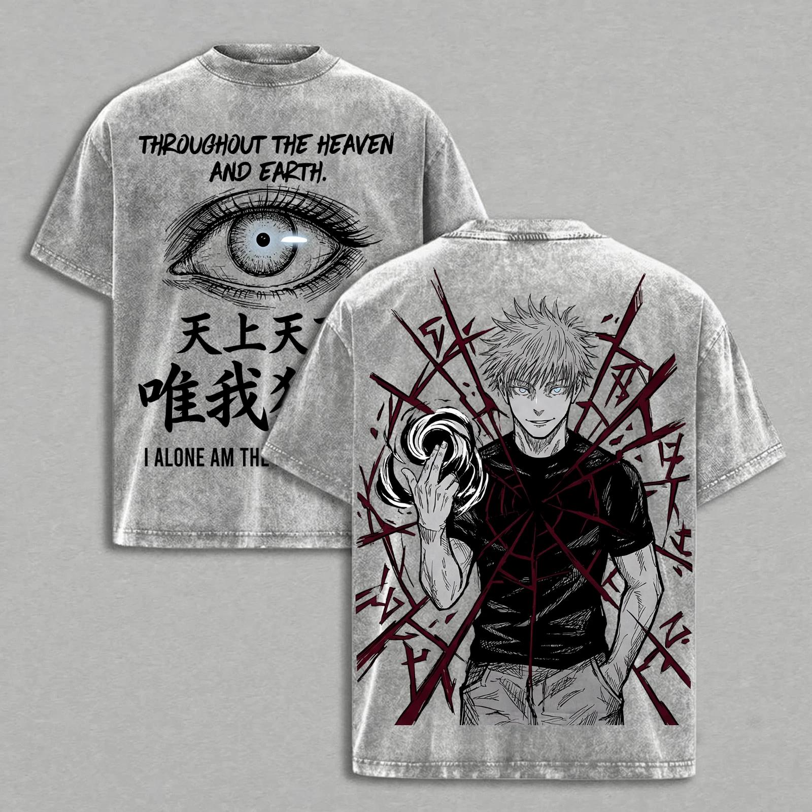 

Choso Printed Tee Anime Jujutsu Kaisen Clothing Men Women Retro Washed T-shirts Short Sleeve Tshirt Harajuku Male Cotton T Shirt XXL сірий колір