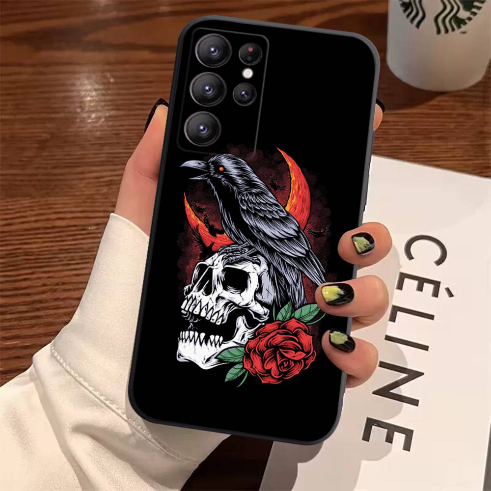 Skull Gothic Creepy Pastel Goth Case For Samsung Galaxy Case S25 S23 S22 S21 S30 S20 S10 Ultra Plus FE TPU Soft Cover