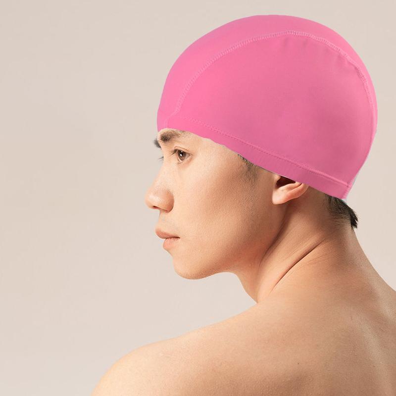1Pc Swimming Cap Ear Guards Elastic Fabric Solid Color Swim Hat Short/Long Hair Big Kids Polyester Womens/Mens