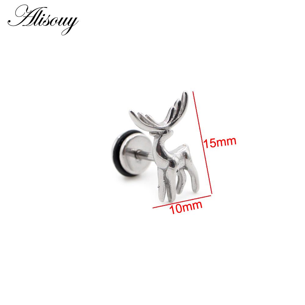 Alisouy 2 Stück Edelstahl Delphin Eidechse Sonne Mond Kreuz CZ Damen Herren Ohrstecker Ohrring Tragus Helix Knorpel Piercing Schmuck