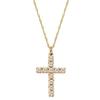 Eco-friendly Brass Cross Necklace - 18K Gold Water Wave Chain with Zircon Accents
