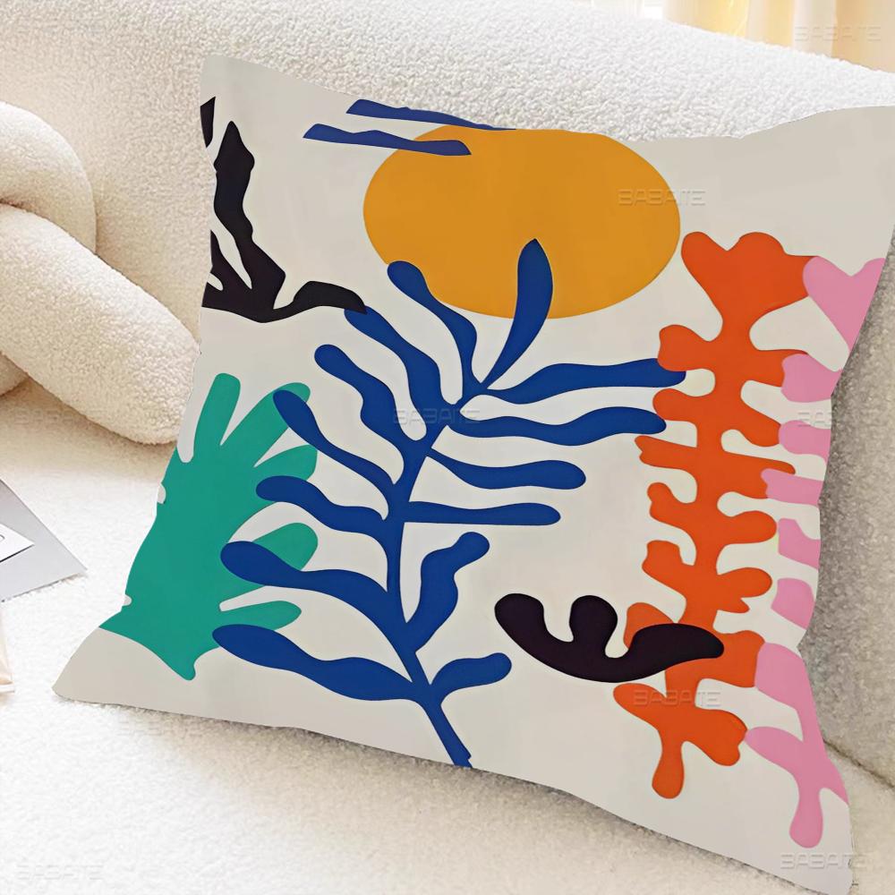 Matisse Flowers Leaf Pillow Covers Cartoon Sofa Decorative Home Double-sided Printing Short Plush Cute Cushion Cover