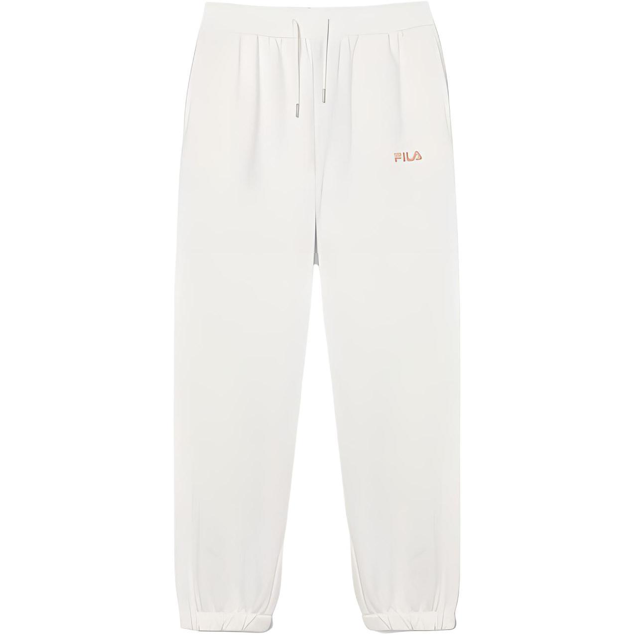 FILA Solid Color Knitted Cuffed Sports Pants Women bottoms Milk-White F11W339611FIV L
