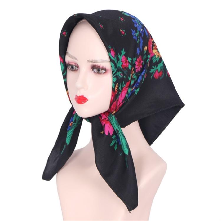 Women Flower Head Scarf Easy Care Wrinkle Resistant Polyester Wrap For Outdoor Activity Daily Fashion