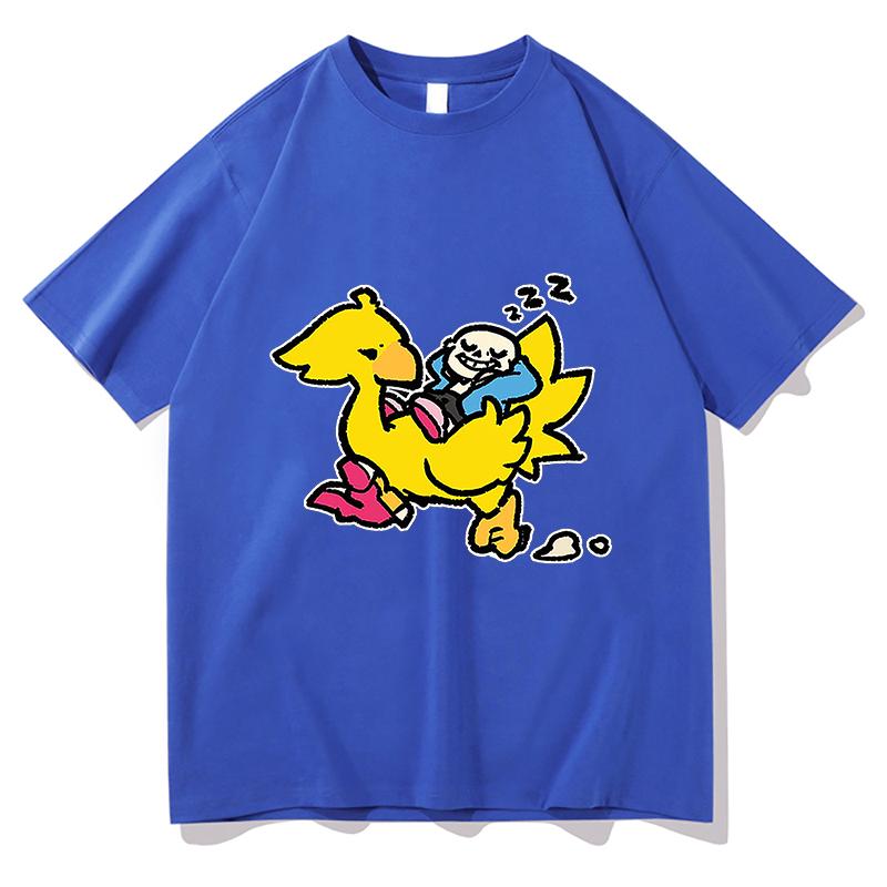 Sans and Chocobo Graphic T-shirts Unisex Fashion Cotton Tshirts Unisex Streetwear Hip Hop Cotton Loose Men/Women T Shirt Clothes