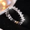 Luxury Female White Zircon Stone Square Finger Ring Vintage  Color Wedding Band Bridal Jewelry For Women