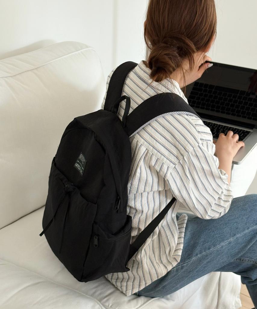Offlin Ribbon String Backpack Black