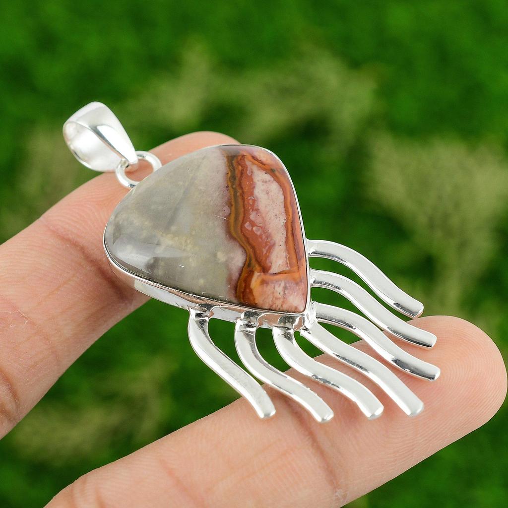 Daughters Day Sale Natural Polychrome Jasper New Pendant Jewelry Sterling Silver