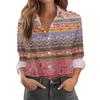 Camicia da Donna con Bottoni a Stampa Floreale, Camicette Casual Regolari a Maniche Lunghe, Top Basic Casual Plus Size