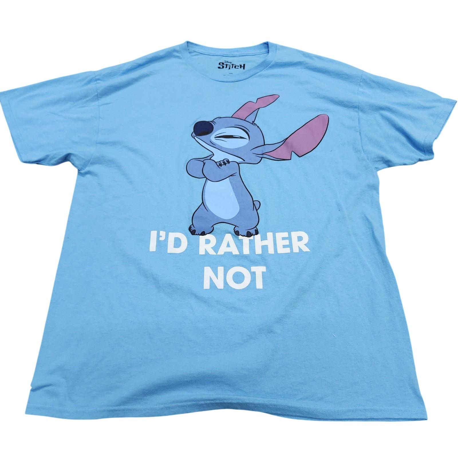 Disney Stitch Shirt Mens XL Blue I d Rather Not Graphic Tee Funny Lilo & Stitch Unisex T-Shirt XXXXL