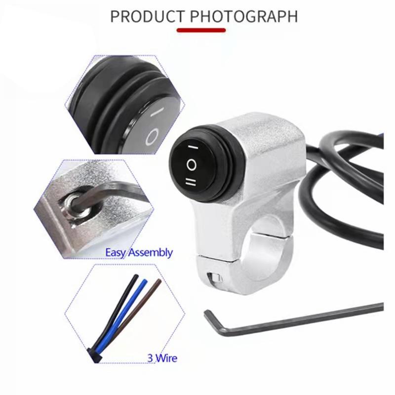 Aluminiumlegierung Motorrad Lenker Scheinwerfer Schalter Drei-Positionen Wasserdichter Schalter 12V Nebelscheinwerfer Retro Schalter