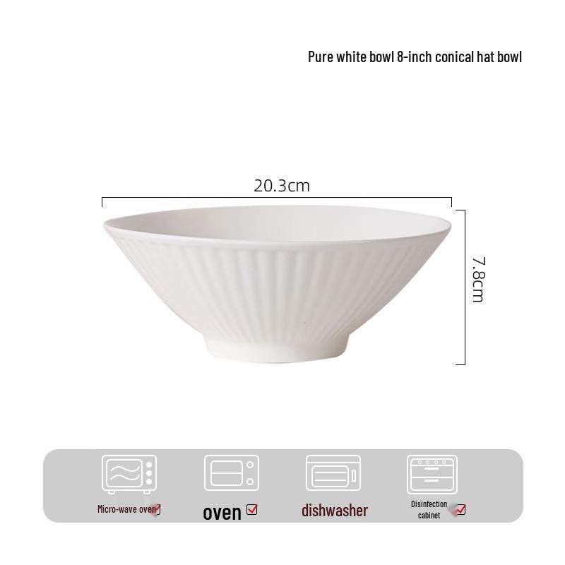 OIMG Japanese Style Pure White Ceramic Bowl