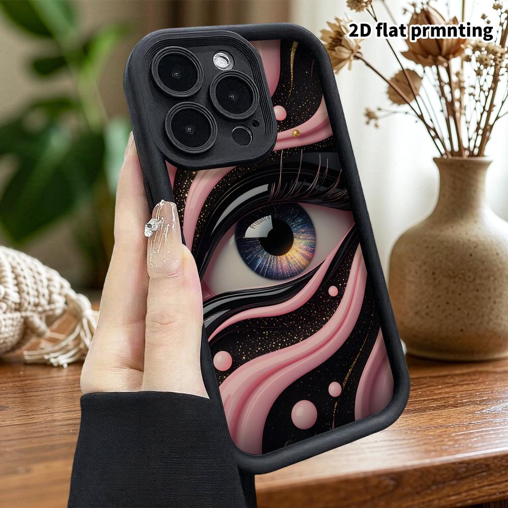 Phone Case: 2D flat, fits iPhone 18, 17, 16, 15, 14, 13 Pro, dreamy gold-streaked eye, perfect holiday gift for Christmas and Halloween