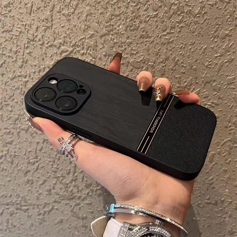 

Wood Grain Plain Leather Is Suitable for IPhone16promax Including The Lens Phone Case and Anti Drop Comparison Protective Case for Apple 14 iPhone16