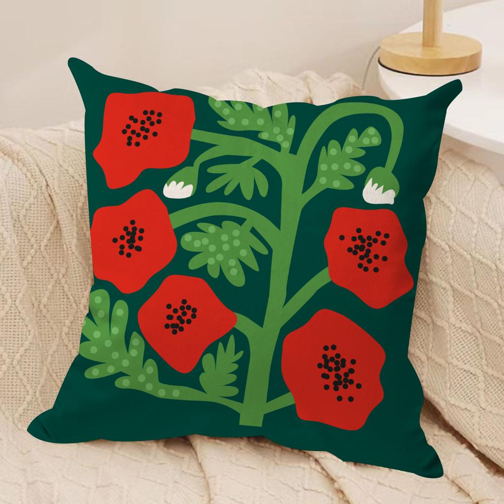 Plants and Flowers Cushion Cover Soft Plush Fabric Double-Sided Printed Sofa Cushion Cover for All Seasons Home Decor Gift