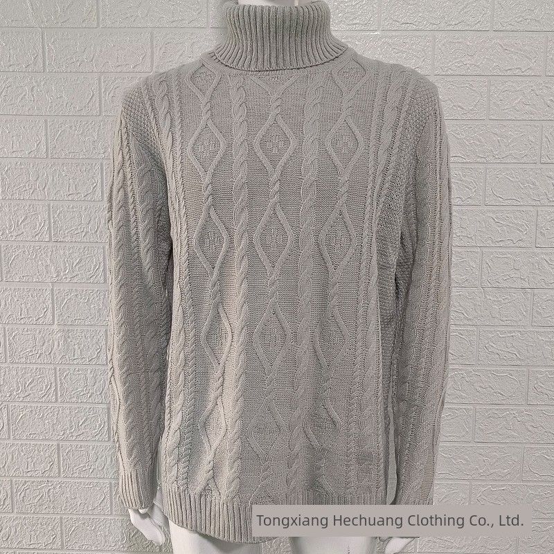 

2025 Вязаный свитер с высоким воротником большого размера Grey S