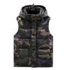 Kamouflageväst herrjacka snygg höst och vinter dun bomullsväst västjacka med huva varm bomull axelväst
