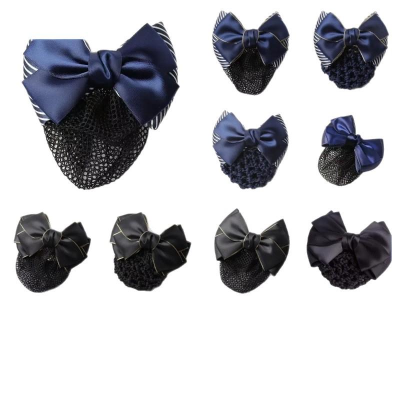 Gold-Edged Bow Hairnet for Professional Female Nurses & Hotel Staff